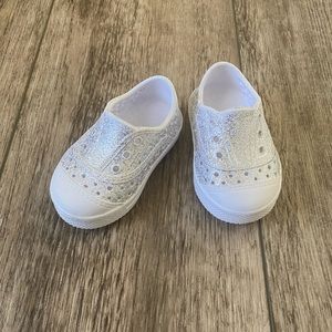 Silver glitter infant shoes